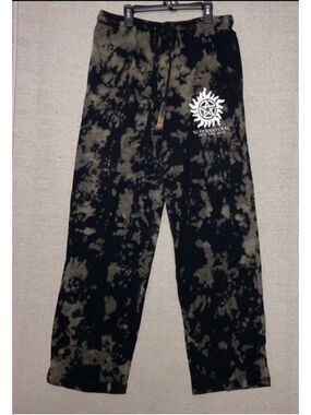 Supernatural Pentagram Black Tie Dye Pajama Lounge Pants Join The Hunt Unisex S